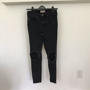Free People High Rise Distressed Skinny Jeans 26